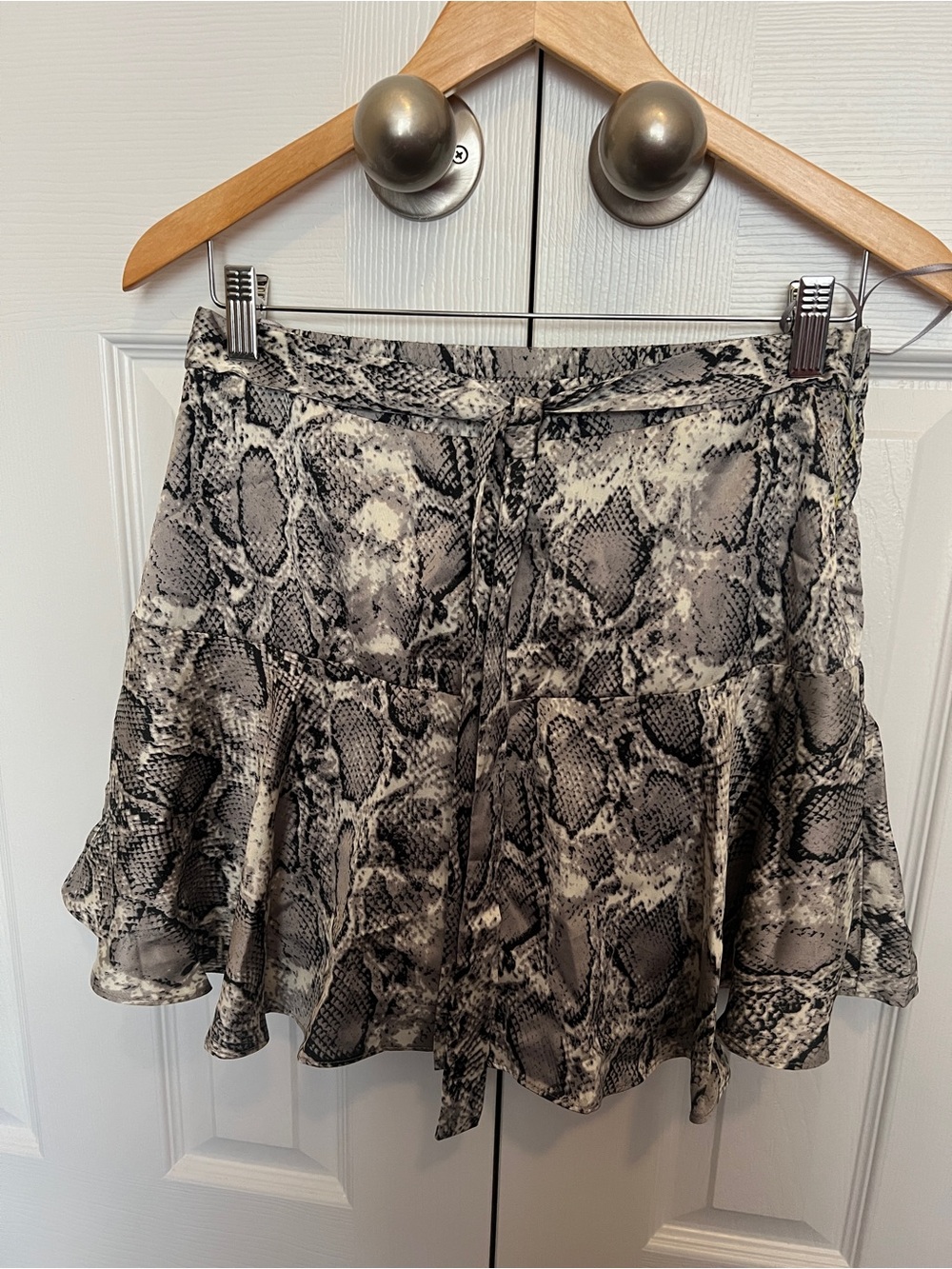 glam Snake-Print Flare Skirt - Black & White